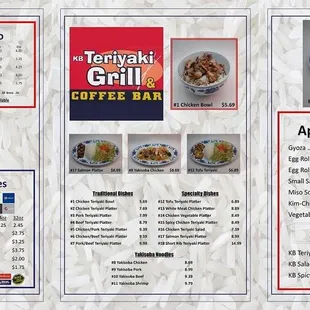 the menu for the restaurant