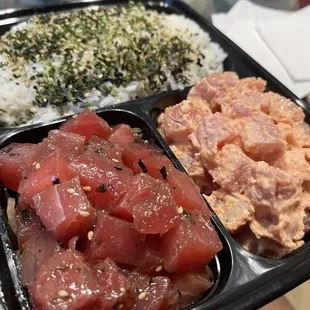 Oyster and spicy ahi combo plate