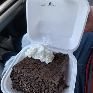 6 layer dark chocolate cake. $4 Very good!