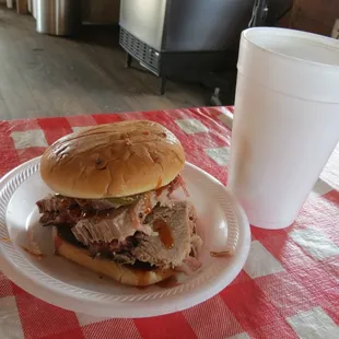 HUGE brisket sandwich! Tastes incredible.