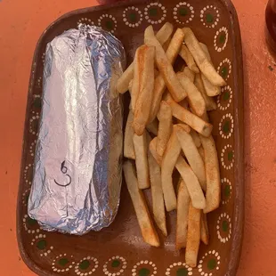 Burrito and fries