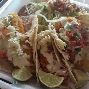 Delicious fish taco plate