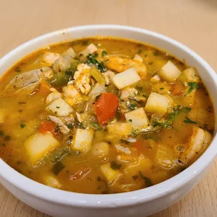 a bowl of soup on a table