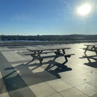Outdoor patio with a view of the Potamac