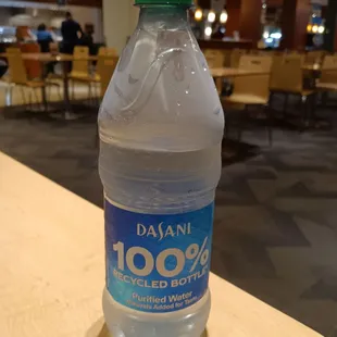 a bottle of water on a table
