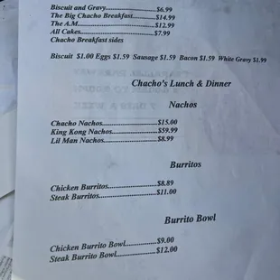 menu
