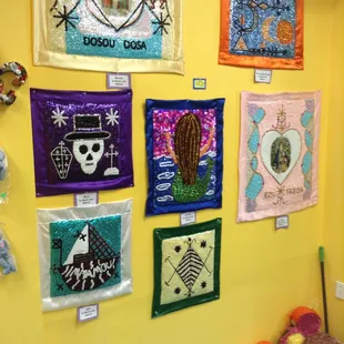 Spectacular Vodou flags by Mambo Julie, one of the owners at Good Luck!