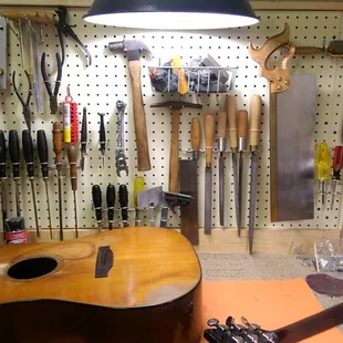 KC Guitar Repair workbench