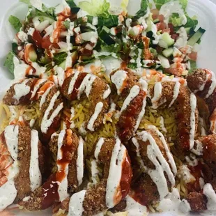 Shrimp rice platter. (Seasonal item)