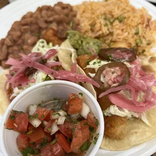 a plate of mexican food