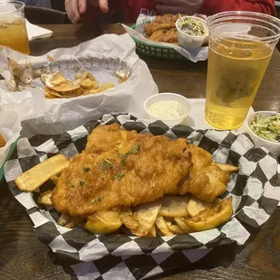 Fish and chips and ice cold beer
