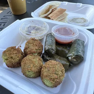 falafel, dolma, pita &amp; hummus