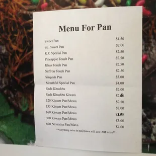 menu