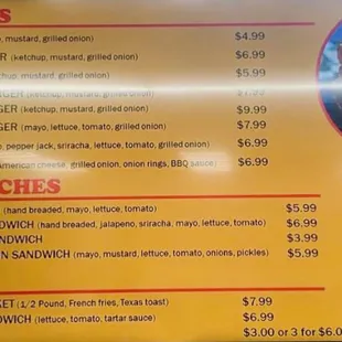 Burgers, Sandwiches, Fishes