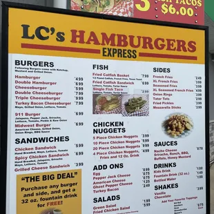 Purchase any burger and side and get 32oz Fountain Drink for free. Also get 3 Fish Tacos at $6.00