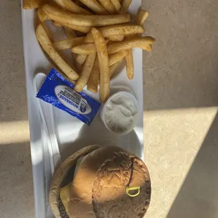 Burger and fries