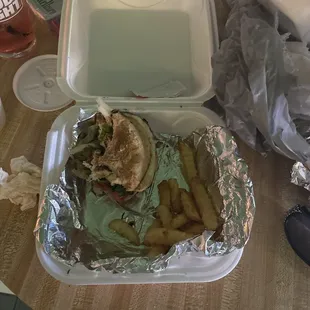 Grilled chicken , fries, coleslaw!