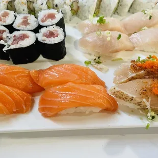 sashimi, sushi, sushi and sashimi, food