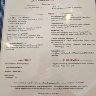Limited menu