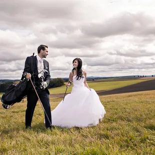 Saying our vows on the golf course where he proposed!