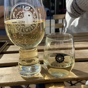 a glass of wine and a glass of wine