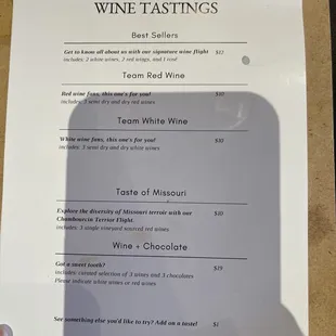 Wine tasting options