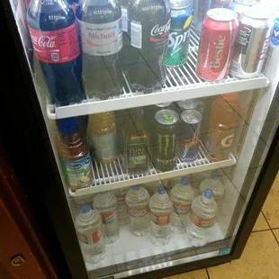 a refrigerator full of drinks