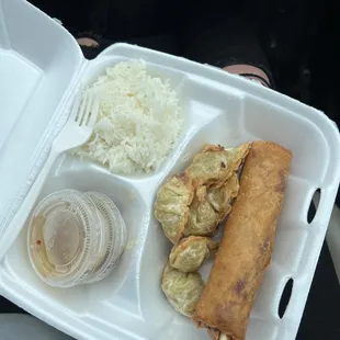 Jasmine Rice + Chicken Dumplings + Pork Eggroll