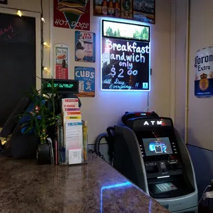 a cash machine in a restaurant