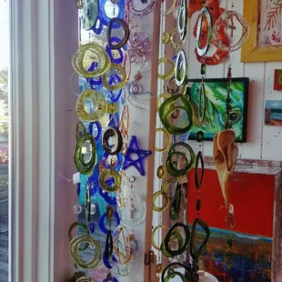 Rain chains in recycled glass by Rosanna Gusler