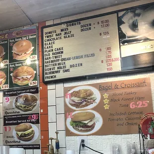 The main menu for donuts and specials.