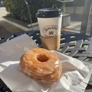 cronut and medium coffee