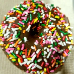 Chocolate Cake Donut with sprinkles- Fresh and yummy! 5 stars