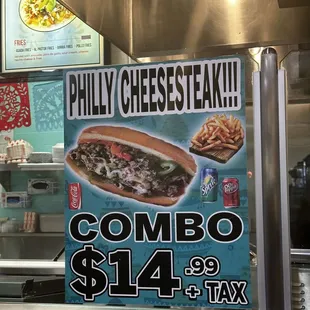 a sign for phily cheese steak