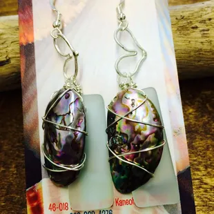 Abalone Shell and Sea Glass Earring