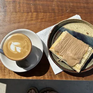 Espresso macchiato and cinnamon brown sugar poptart