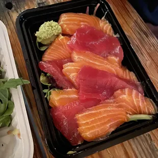 Salmon and ahi sashimi