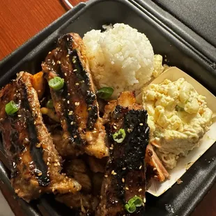 Combo- 1. Lilikoi (Lily-Koy) BBQ Ribs Lilikoi Teriyaki Chicken