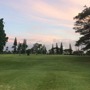 On the tee box of hole #4 at sunset.
