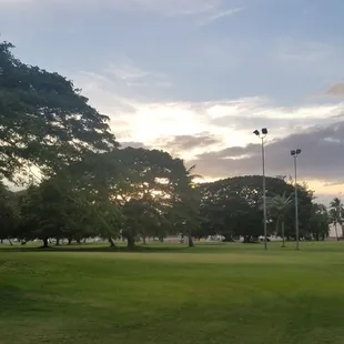Golf during sunset