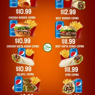 Ultimate sandwich and Falafel and burger and kabob