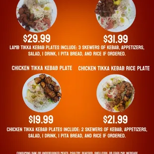 Chicken tikka plate and lamb chicken