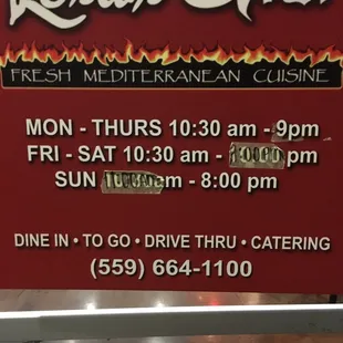 The sign and yelp needs to be updated with proper closing times