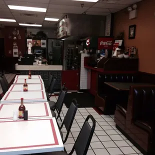 a long table in a restaurant