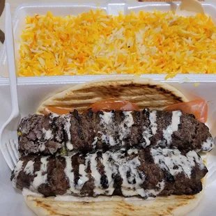Beef kebab wrap.