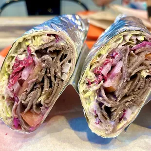 Kebab Planet Wrap with Beef. Side view.