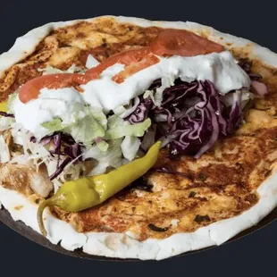 a pizza with toppings