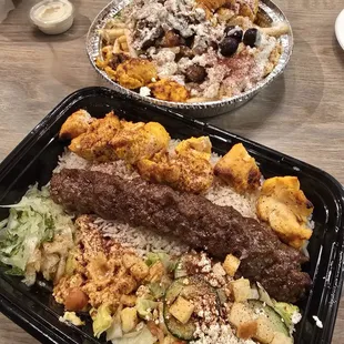 Loaded fries and kebab combo plate