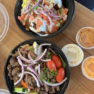 Falafel Rice Bowl and lamb salad