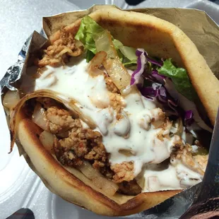 chicken shawarma gyro (prefer it over the chicken kebab sandwich)